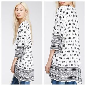Forever 21 Paisley Trimmed Boho elephant kimono